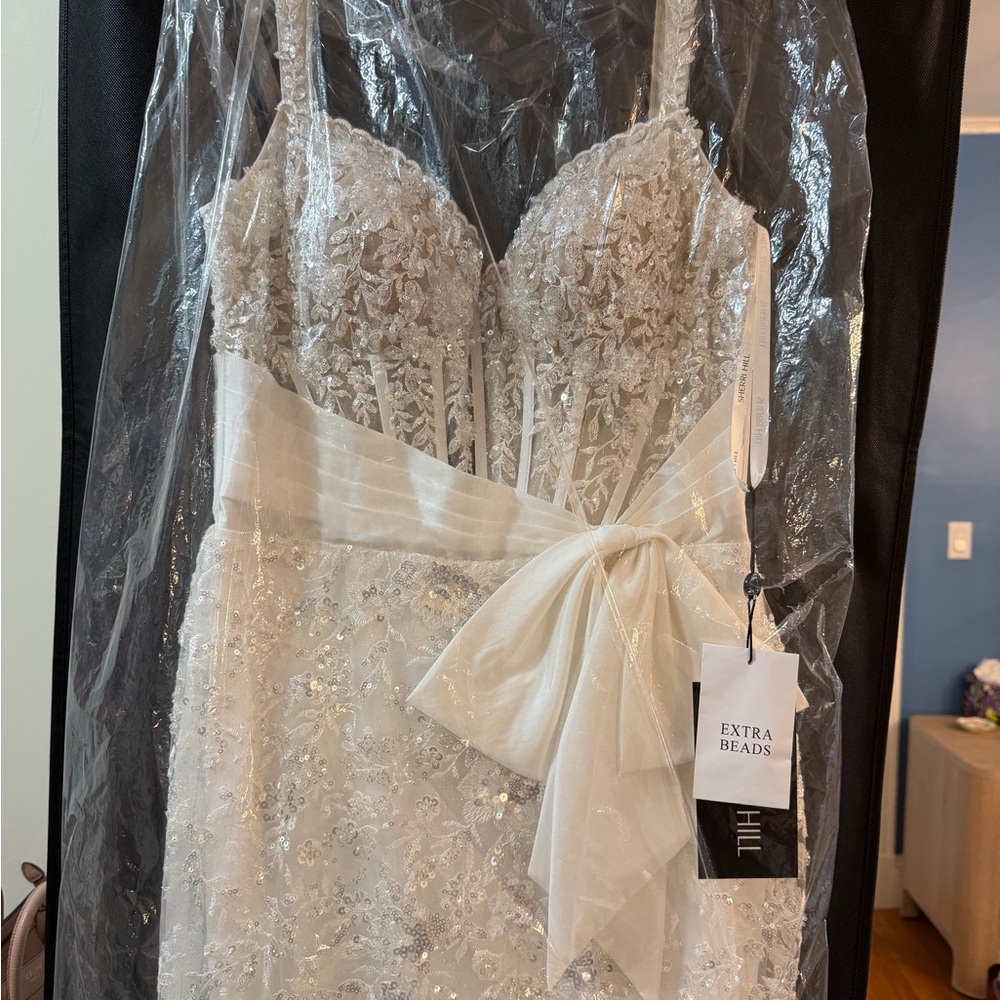 Sherri Hill Ivory Sparkle Lace Dress - Picture 3 of 6
